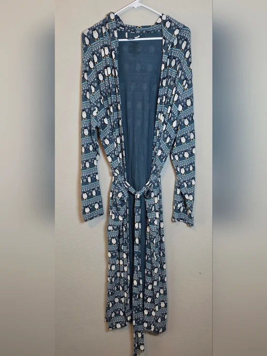 MeUndies Unisex Hooded Robe Size XL/2XL MicroModal Penguin Print Soft Lounge - Picture 3 of 6